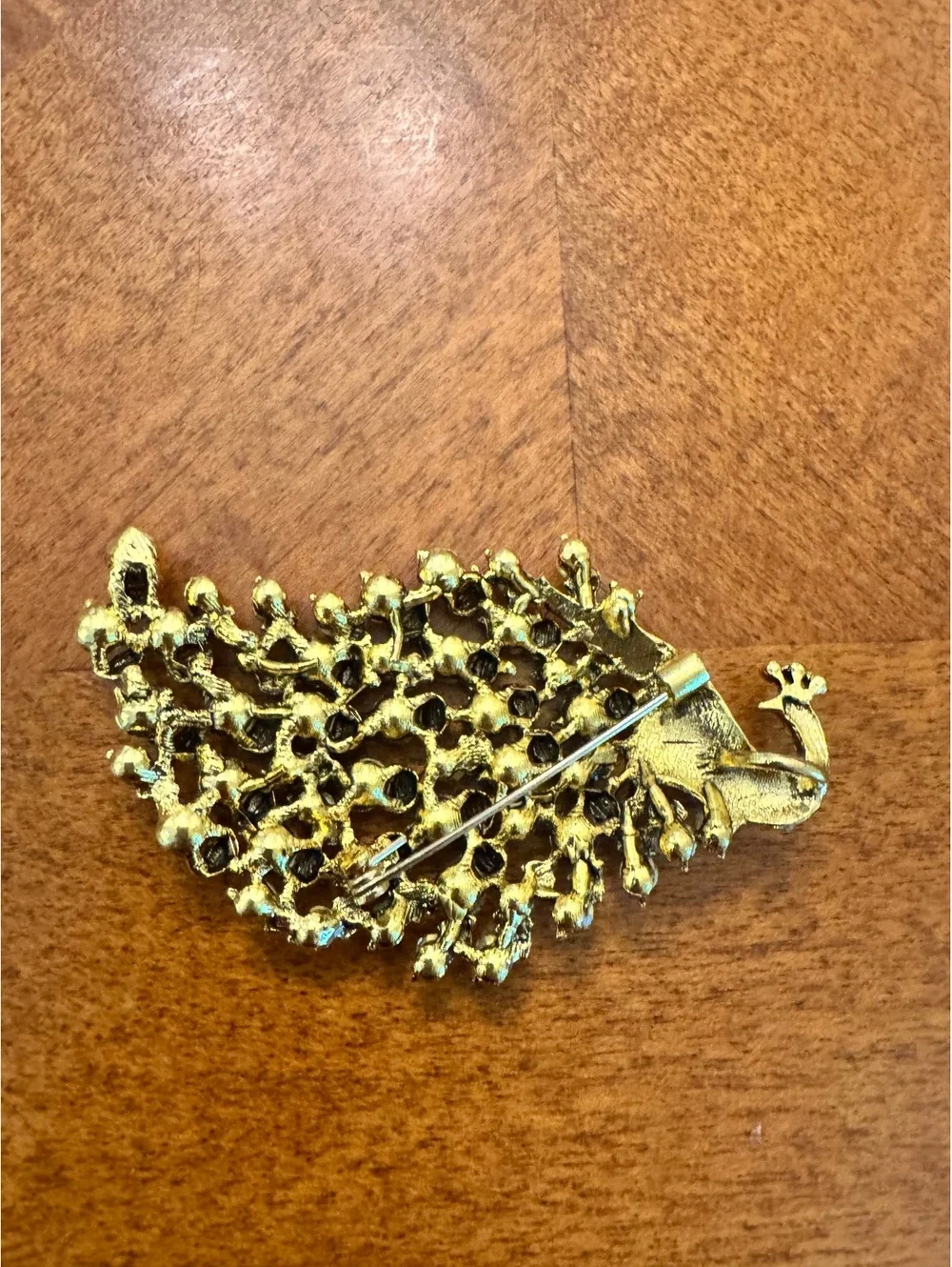 Vintage Peacock Rhinestone Brooch Pin 325